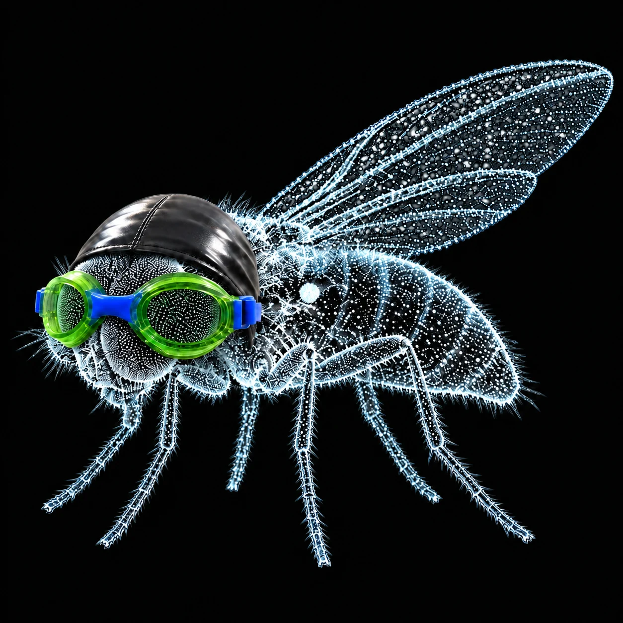 NAS FLY fly character wearing luminous goggles